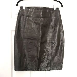 Black Genuine Leather Pencil Skirt